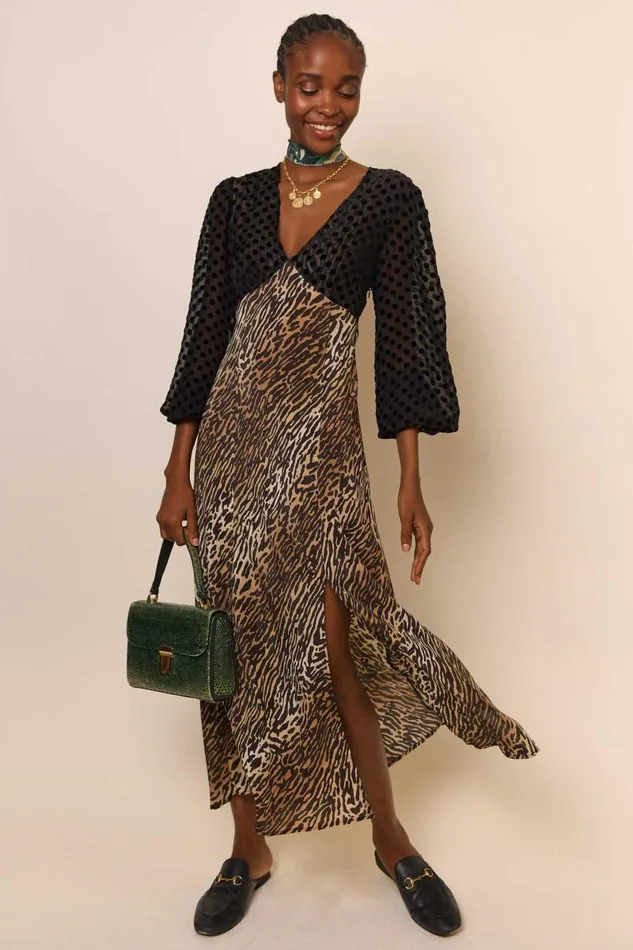 Women Dresses RIXO Melanie Bohemia Leopard Spot Mix