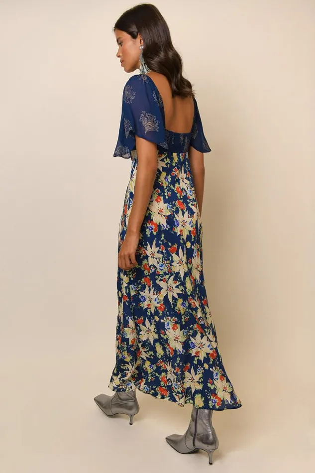 Women Dresses RIXO Paltrow Navy Floral Glitter Mix Women Dresses RIXO Paltrow Navy Floral Glitter Mix