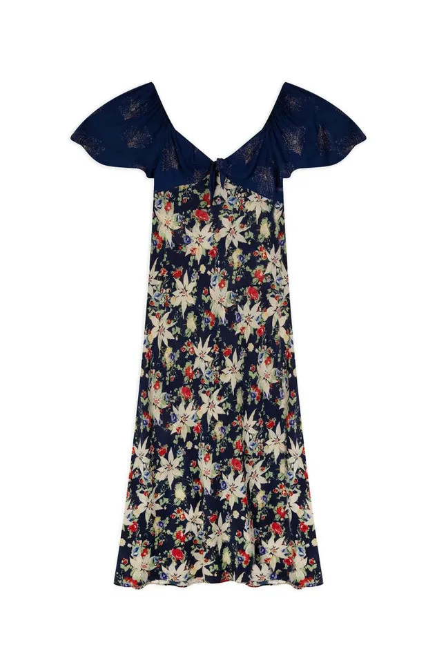 Women Dresses RIXO Paltrow Navy Floral Glitter Mix Women Dresses RIXO Paltrow Navy Floral Glitter Mix