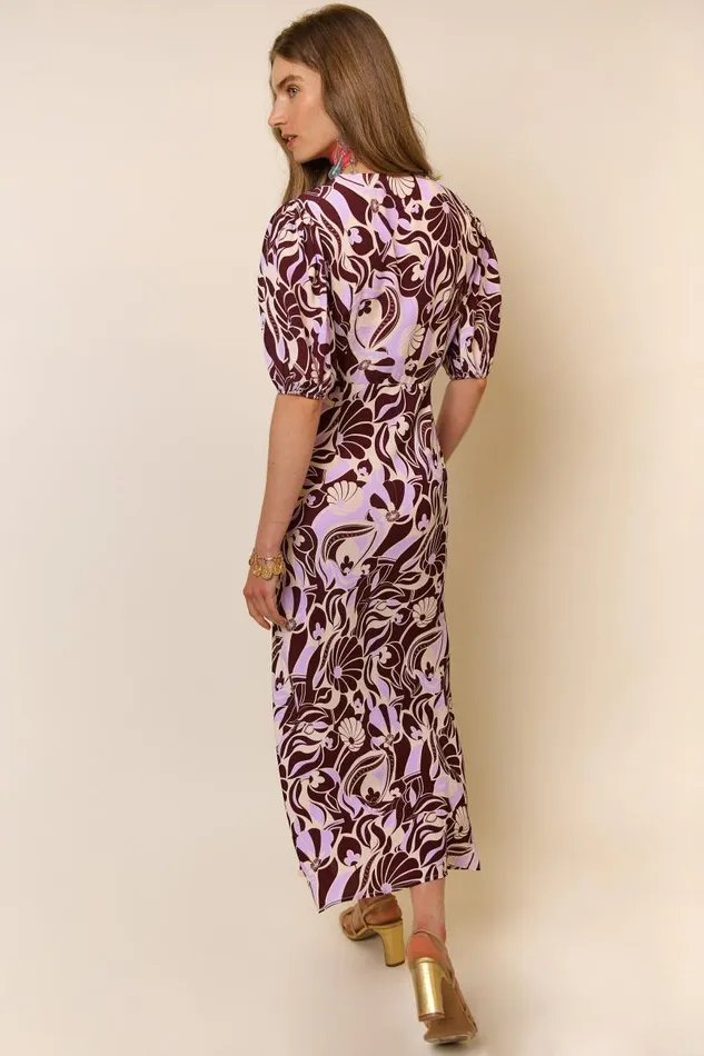 Women Dresses RIXO Poppy Chocolate Abstract Shell