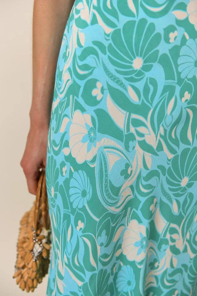 Women Dresses RIXO Tallulah Green Abstract Shells