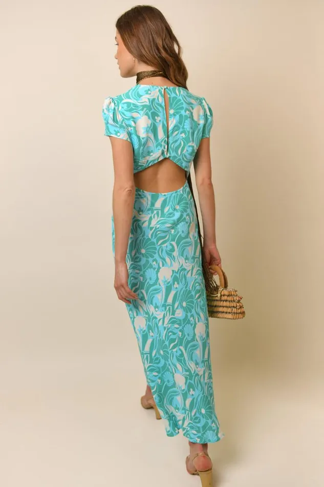 Women Dresses RIXO Tallulah Green Abstract Shells