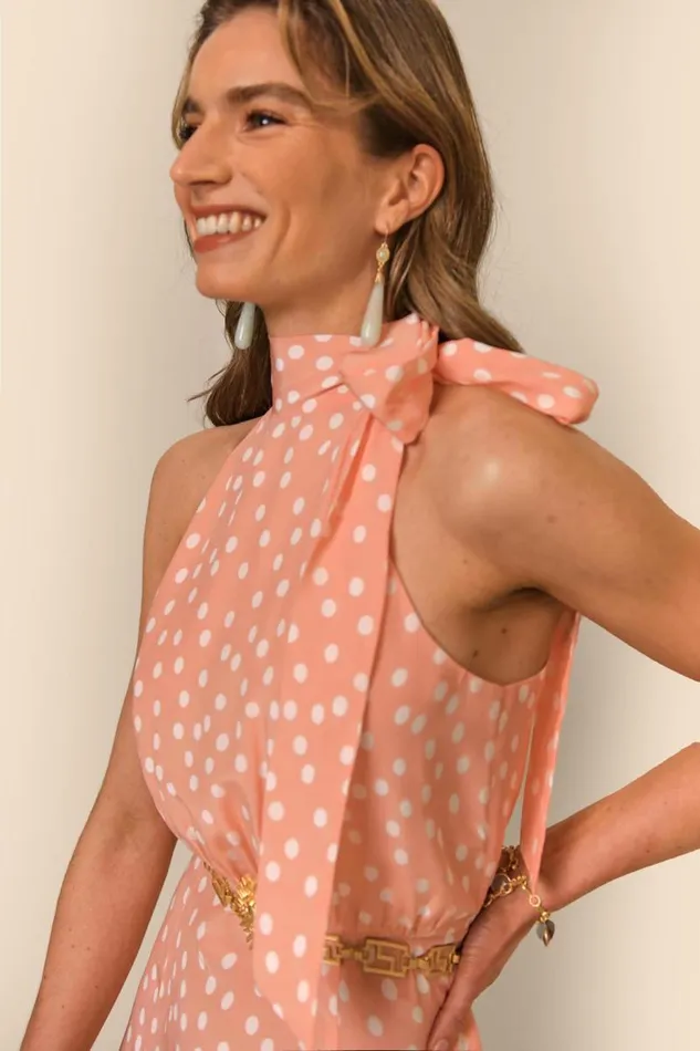 Women Dresses RIXO Valerie Marilyn Spot Pink Women Dresses RIXO Valerie Marilyn Spot Pink