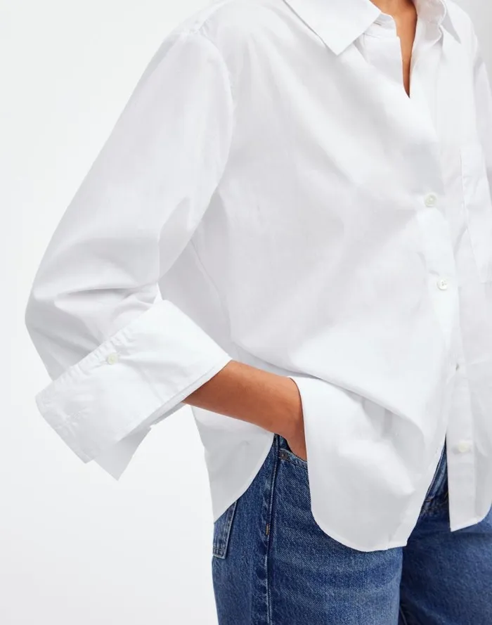 Women Easy YNeck ButtonUp Shirt Eyelet White Madewell Tops and Shirts
