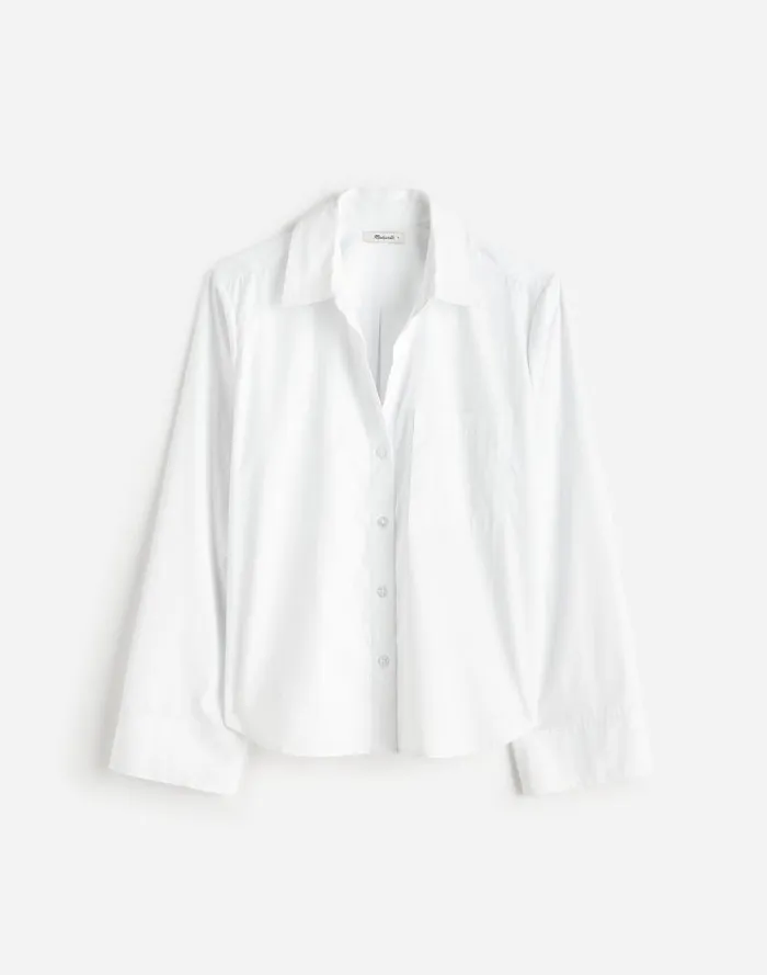 Women Easy YNeck ButtonUp Shirt Eyelet White Madewell Tops and Shirts