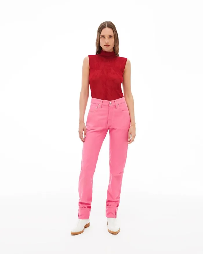 Women Elasticated Wool Sleeveless TNeck Sweater Lava Helmut Lang Sweaters