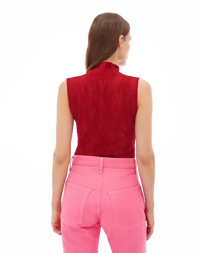 Women Elasticated Wool Sleeveless TNeck Sweater Lava Helmut Lang Sweaters