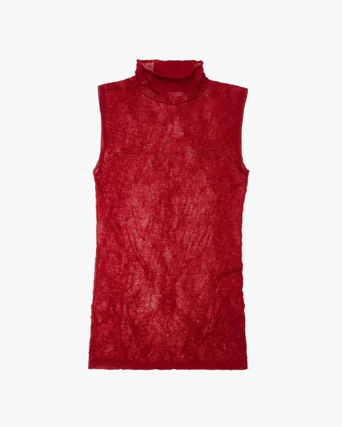 Women Elasticated Wool Sleeveless TNeck Sweater Lava Helmut Lang Sweaters