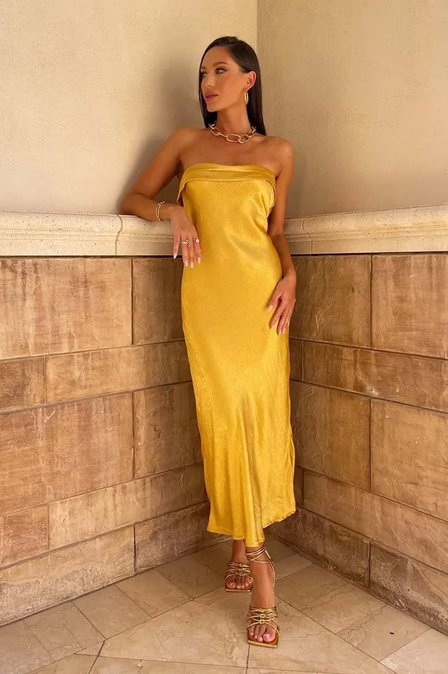 Women Evening Dresses Runaway The Label LEILA SLIP DRESS Marigold
