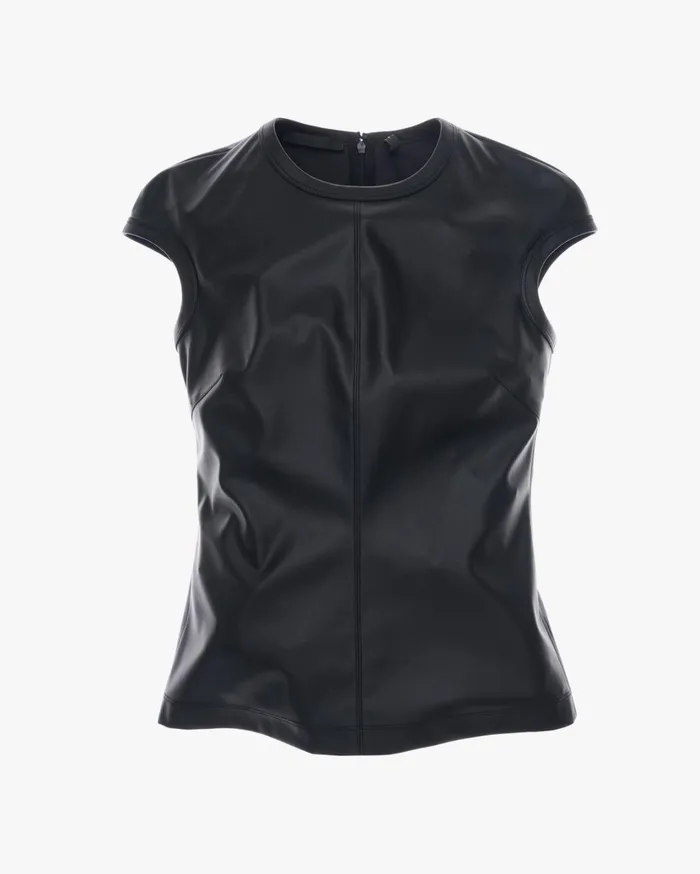 Women Faux Leather Top Black Helmut Lang Tops