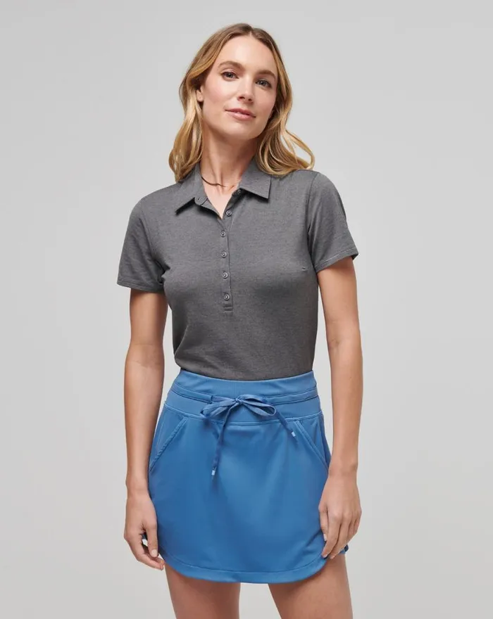 Women FEATHERWEIGHT ACTIVE POLO Heather Black TravisMathew Polos