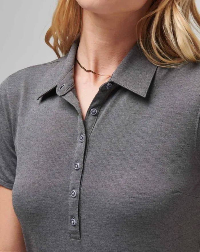 Women FEATHERWEIGHT ACTIVE POLO Heather Black TravisMathew Polos