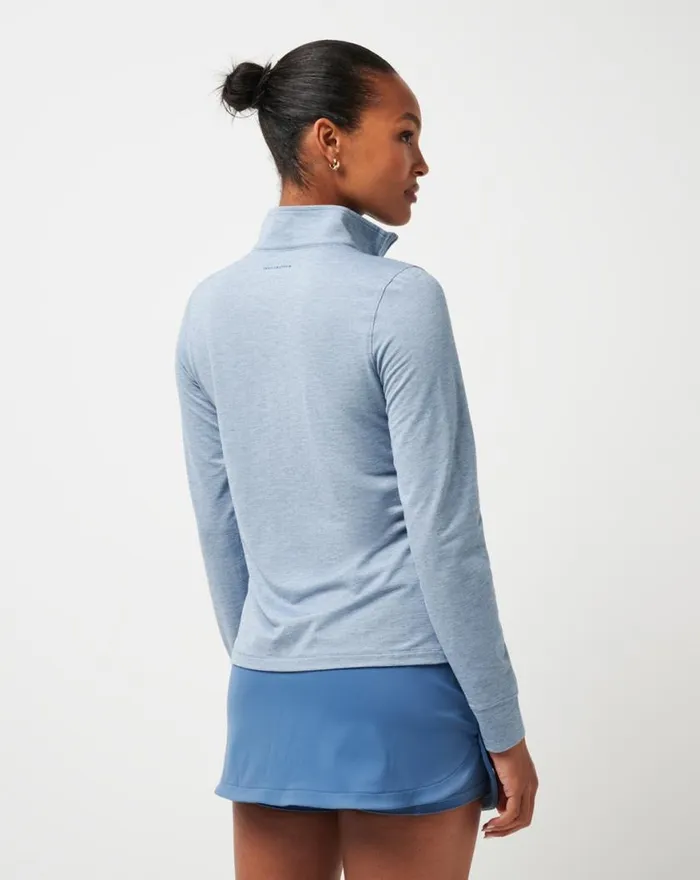 Women FEATHERWEIGHT ACTIVE QUARTER ZIP Heather Copen Blue TravisMathew Hoodies and Pullovers