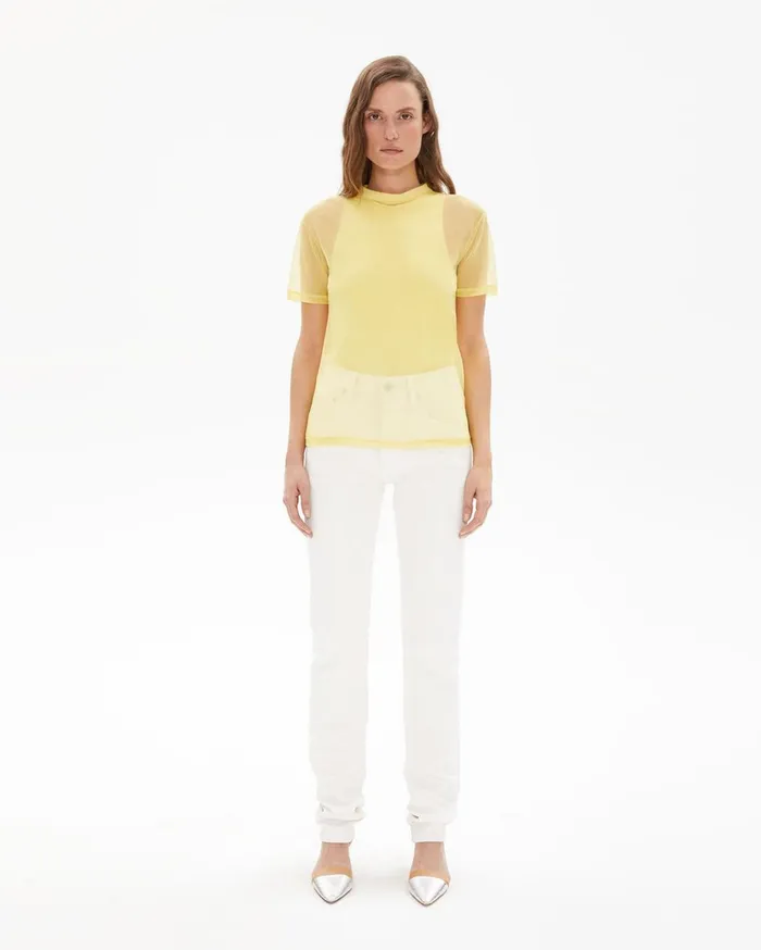 Women Femme Nylon Little Tee Citric Yellow Helmut Lang Tops