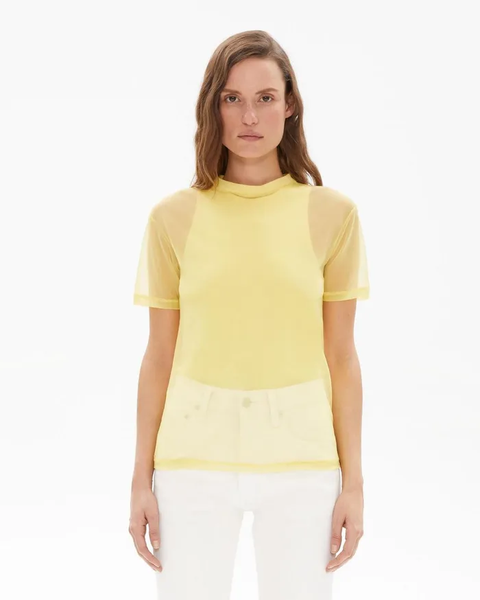 Women Femme Nylon Little Tee Citric Yellow Helmut Lang Tops