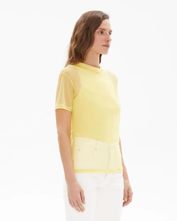 Women Femme Nylon Little Tee Citric Yellow Helmut Lang Tops
