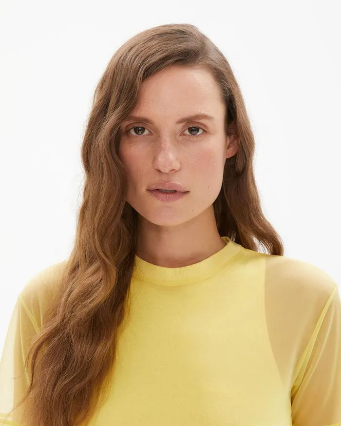 Women Femme Nylon Little Tee Citric Yellow Helmut Lang Tops