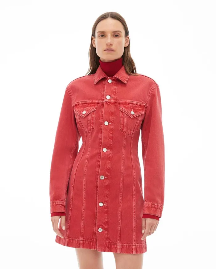 Women Femme Trucker Dress Acc Oxidized Red Stone Helmut Lang Dresses and Skirts