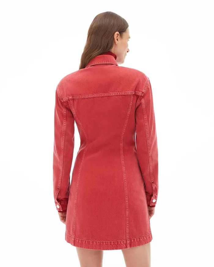 Women Femme Trucker Dress Acc Oxidized Red Stone Helmut Lang Dresses and Skirts