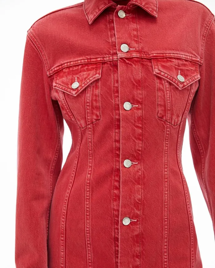 Women Femme Trucker Dress Acc Oxidized Red Stone Helmut Lang Dresses and Skirts
