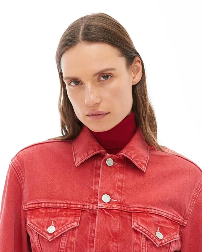 Women Femme Trucker Dress Acc Oxidized Red Stone Helmut Lang Dresses and Skirts