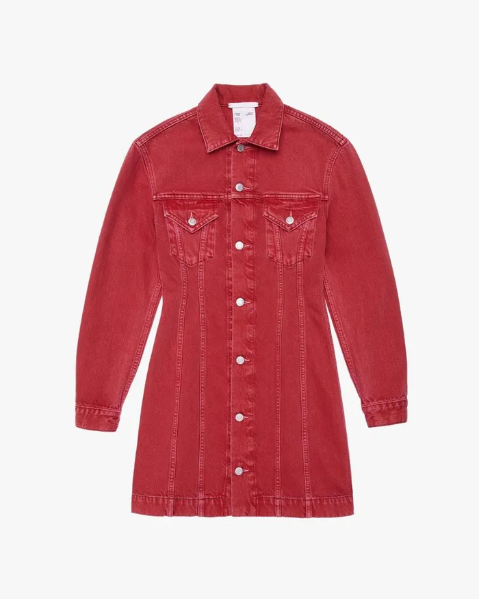 Women Femme Trucker Dress Acc Oxidized Red Stone Helmut Lang Dresses and Skirts