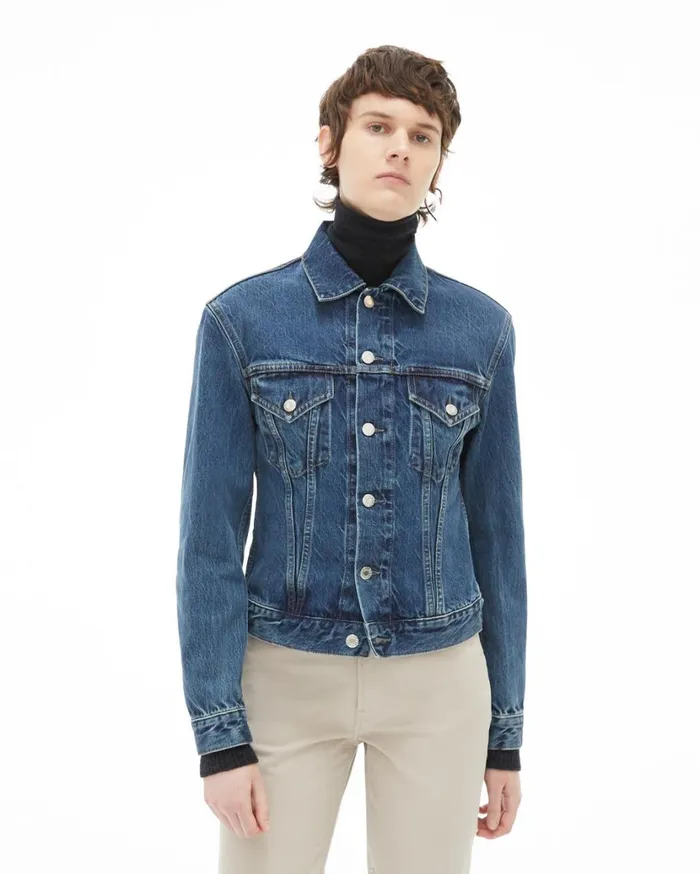 Women Femme Trucker Jean Jacket Acc Mid Stone Helmut Lang Jackets and Blazers