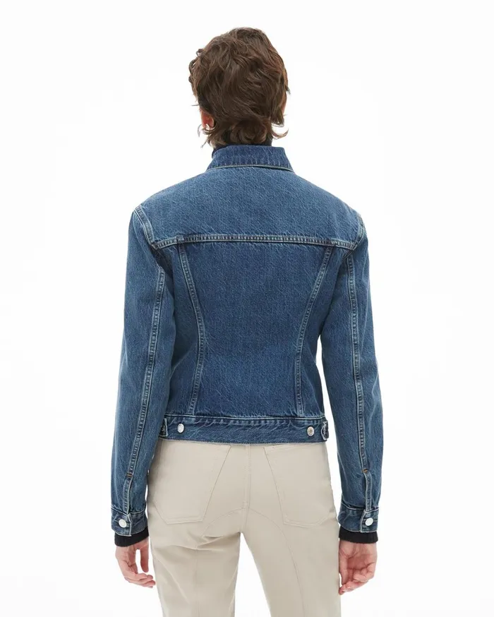 Women Femme Trucker Jean Jacket Acc Mid Stone Helmut Lang Jackets and Blazers