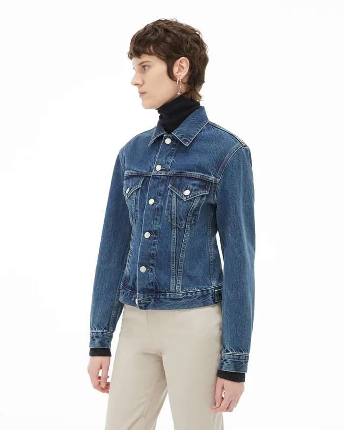 Women Femme Trucker Jean Jacket Acc Mid Stone Helmut Lang Jackets and Blazers