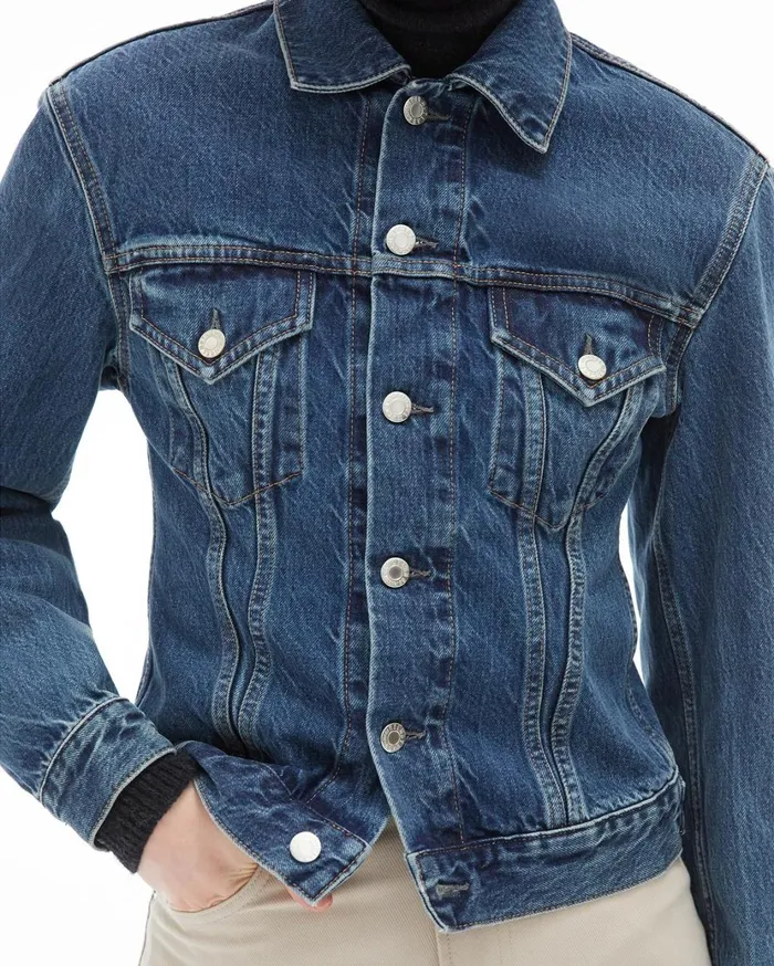 Women Femme Trucker Jean Jacket Acc Mid Stone Helmut Lang Jackets and Blazers