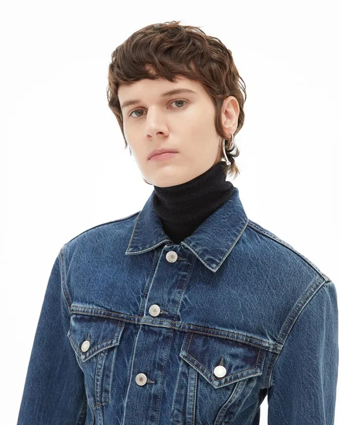 Women Femme Trucker Jean Jacket Acc Mid Stone Helmut Lang Jackets and Blazers