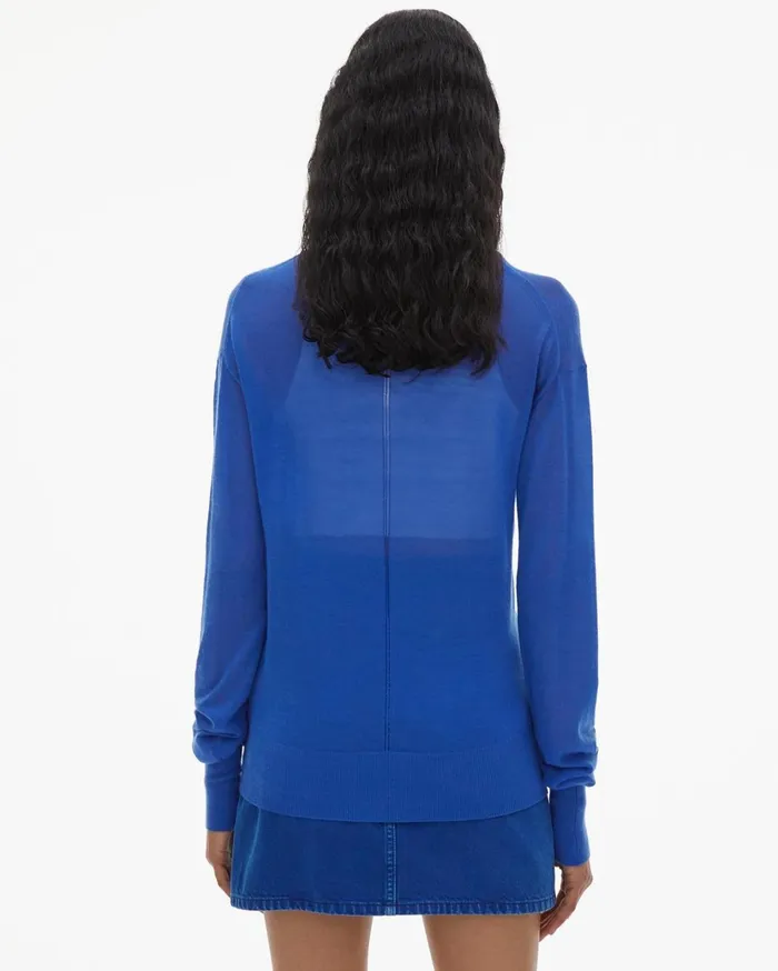Women Fine Cashmere Crewneck Azurite Helmut Lang Sweaters