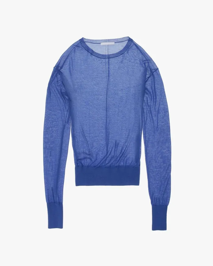 Women Fine Cashmere Crewneck Azurite Helmut Lang Sweaters