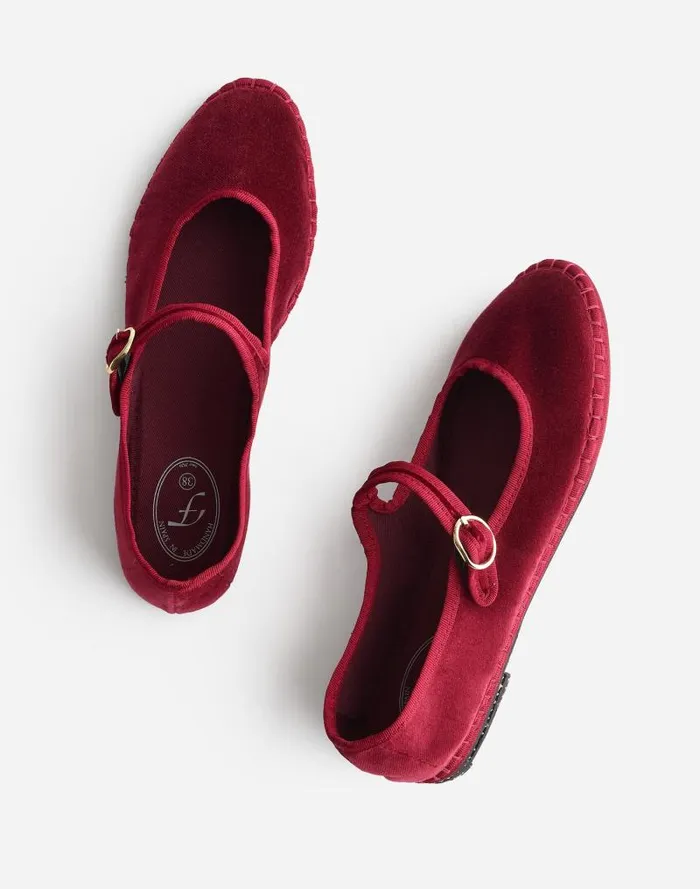 Women FlabelUS Lucrecia Mary Janes Burgundy Madewell Flats and Loafers