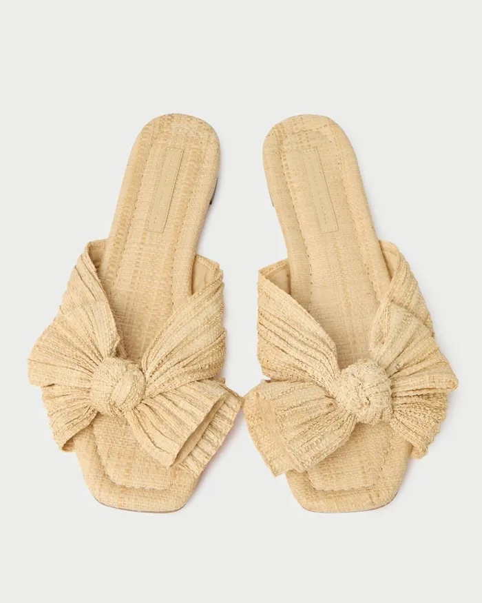 Women Flat Sandals Loeffler Randall Daphne Natural Bow Slide L Flat Sandals L Footwear Women Flat Sandals Loeffler Randall Daphne Natural Bow Slide L Flat Sandals L Footwear