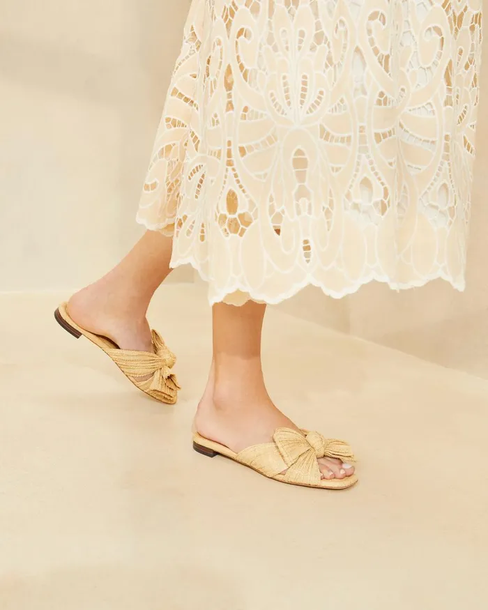 Women Flat Sandals Loeffler Randall Daphne Natural Bow Slide L Flat Sandals L Footwear Women Flat Sandals Loeffler Randall Daphne Natural Bow Slide L Flat Sandals L Footwear