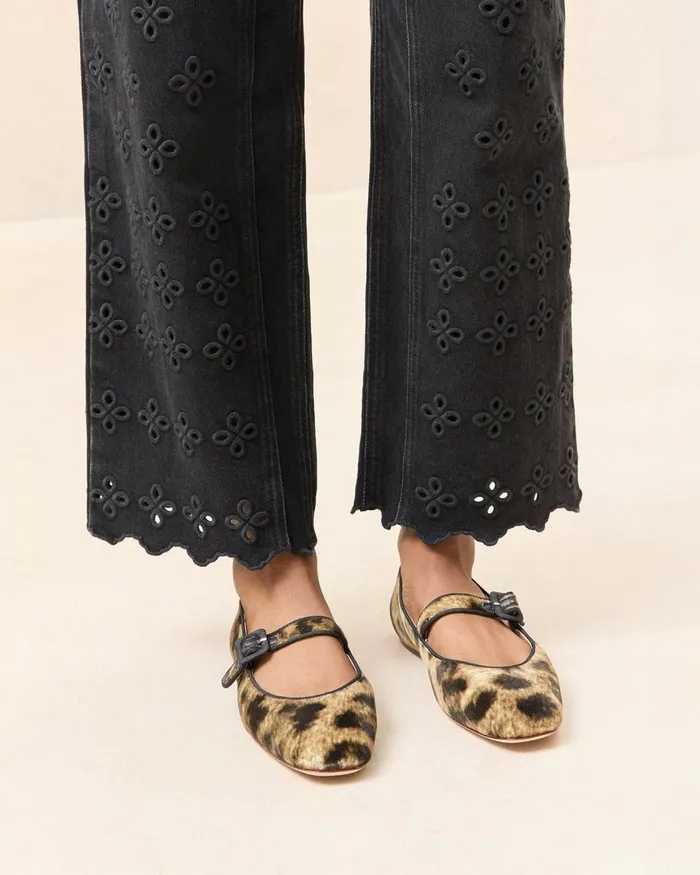 Women Flats and Loafers Loeffler Randall Ginger Leopard Velvet Mary Jane Women Flats and Loafers Loeffler Randall Ginger Leopard Velvet Mary Jane