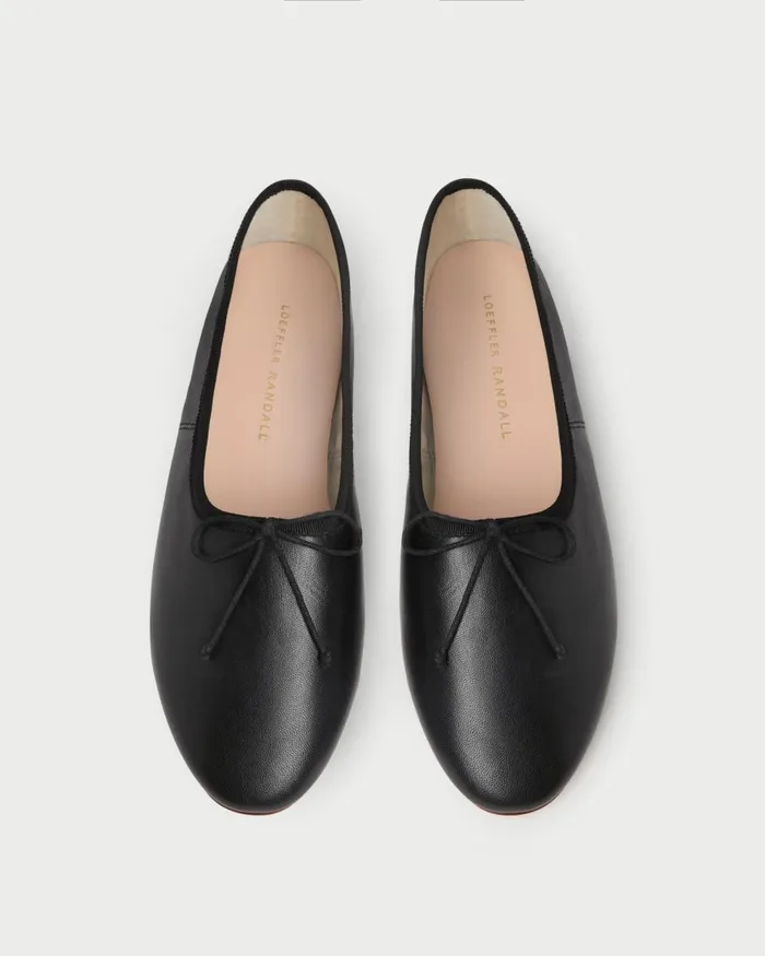 Women Flats and Loafers Loeffler Randall Landon Black Leather Ballet Flat L Flats L Footwear