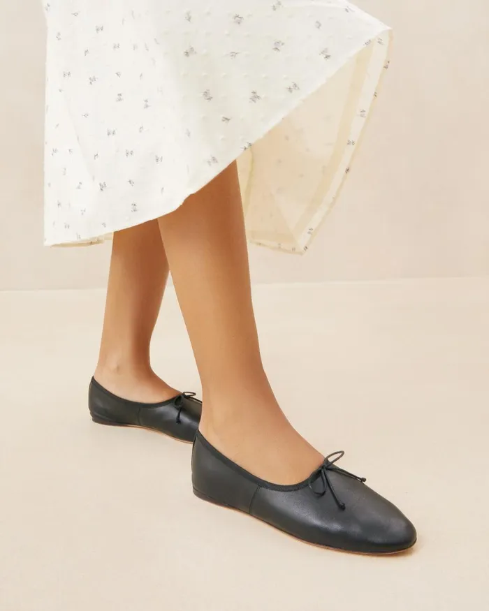 Women Flats and Loafers Loeffler Randall Landon Black Leather Ballet Flat L Flats L Footwear