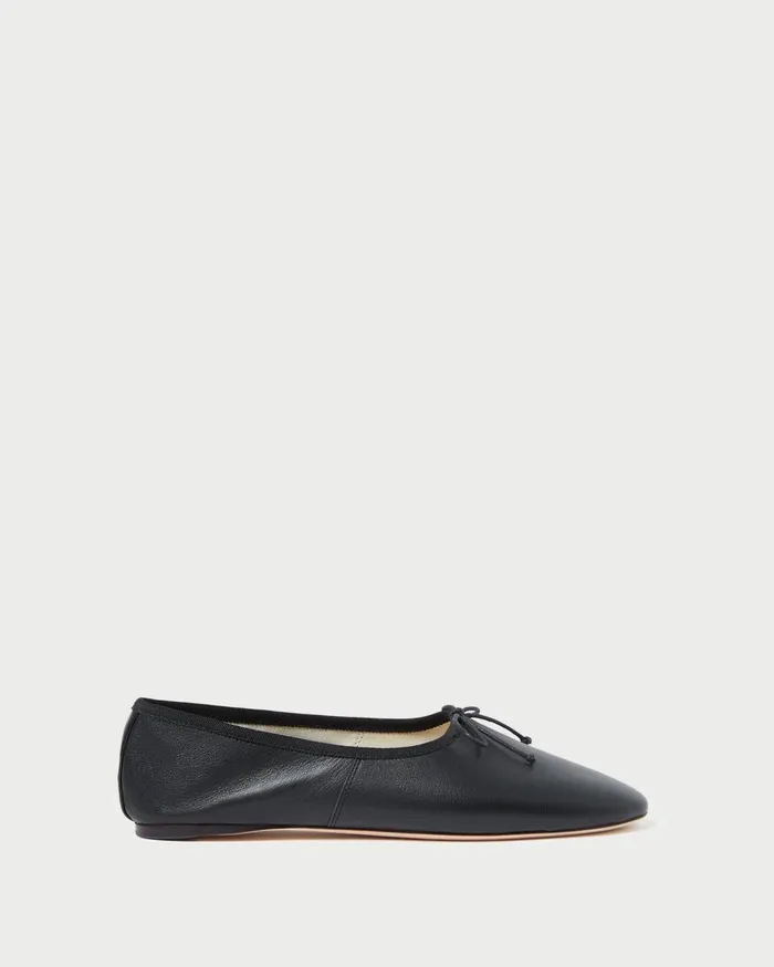 Women Flats and Loafers Loeffler Randall Landon Black Leather Ballet Flat L Flats L Footwear
