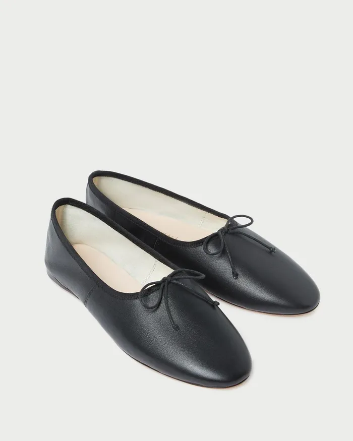 Women Flats and Loafers Loeffler Randall Landon Black Leather Ballet Flat L Flats L Footwear