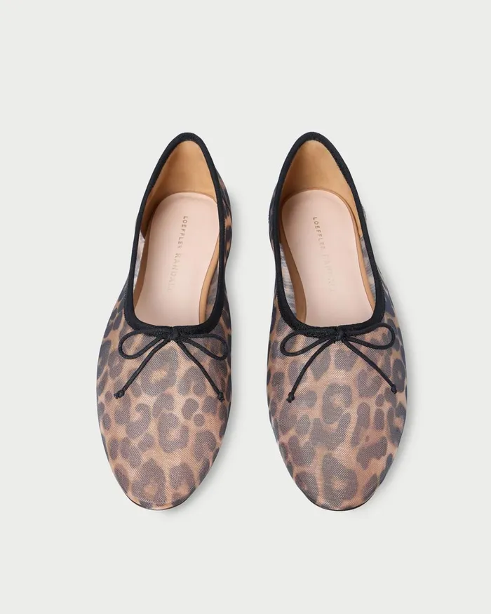 Women Flats and Loafers Loeffler Randall Landon Leopard Mesh Ballet Flat