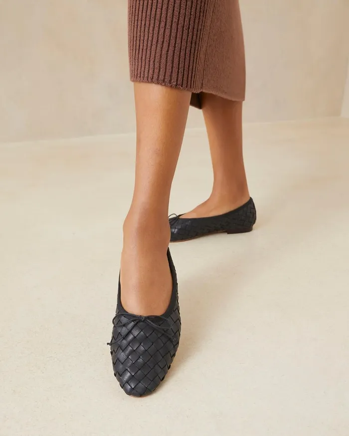 Women Flats and Loafers Loeffler Randall Landry Black Woven Ballet Flat L Flats L Footwear