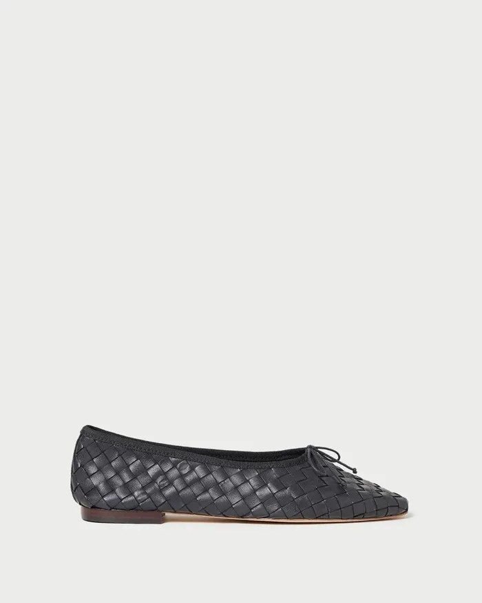 Women Flats and Loafers Loeffler Randall Landry Black Woven Ballet Flat L Flats L Footwear