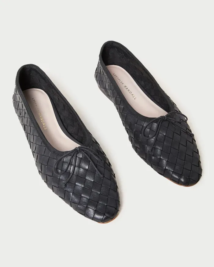 Women Flats and Loafers Loeffler Randall Landry Black Woven Ballet Flat L Flats L Footwear
