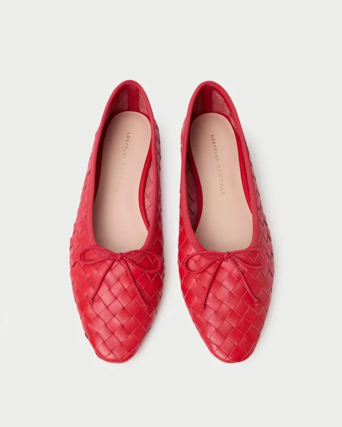 Women Flats and Loafers Loeffler Randall Landry Red Woven Ballet Flat