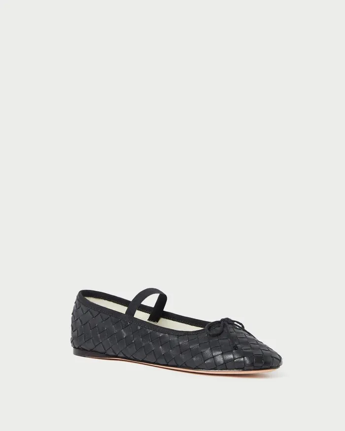 Women Flats and Loafers Loeffler Randall Leonie Black Woven Ballet Flat L Flats L Footwear