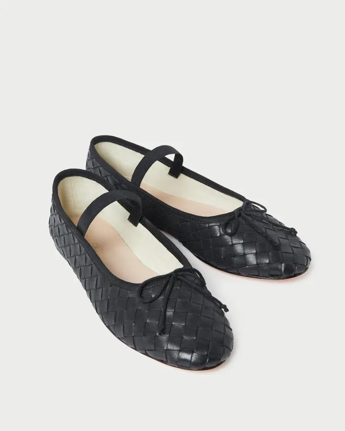 Women Flats and Loafers Loeffler Randall Leonie Black Woven Ballet Flat L Flats L Footwear