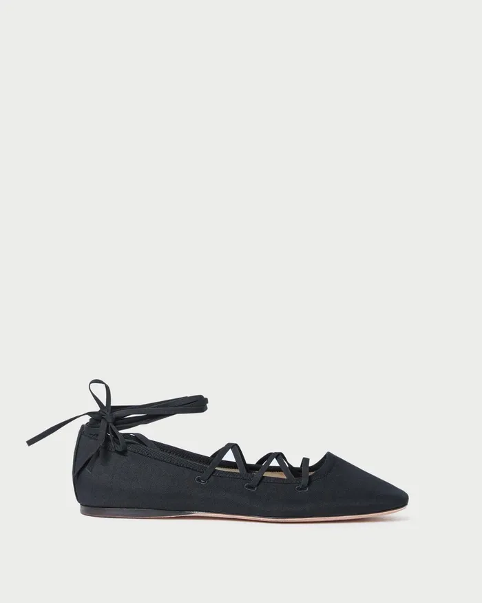 Women Flats and Loafers Loeffler Randall Louisa Black LaceUp Ballet Flat