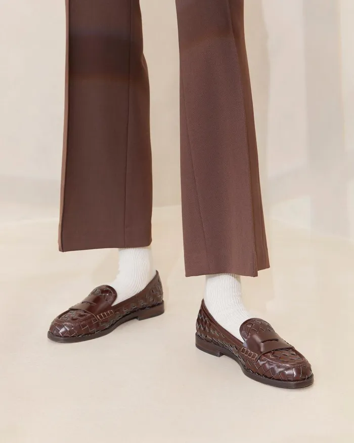 Women Flats and Loafers Loeffler Randall Rachel Espresso Woven Loafer L Loafers L Footwear